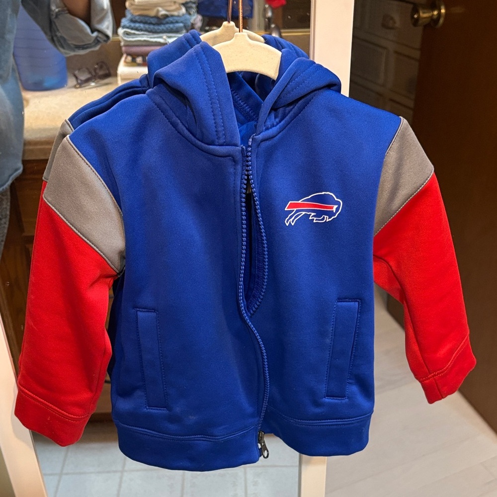 Buffalo Bills Blue and Red Zip-Up toddler Hoodie with Logo
